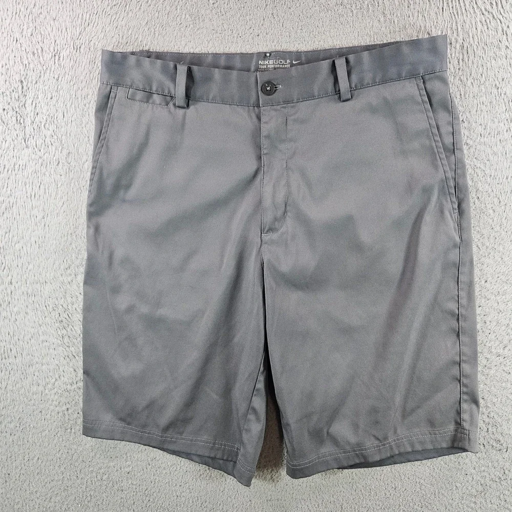 Nike Golf‎ Tour Performance Dri-FIT Shorts Mens 32 Gray Flat Front Stretch 11in